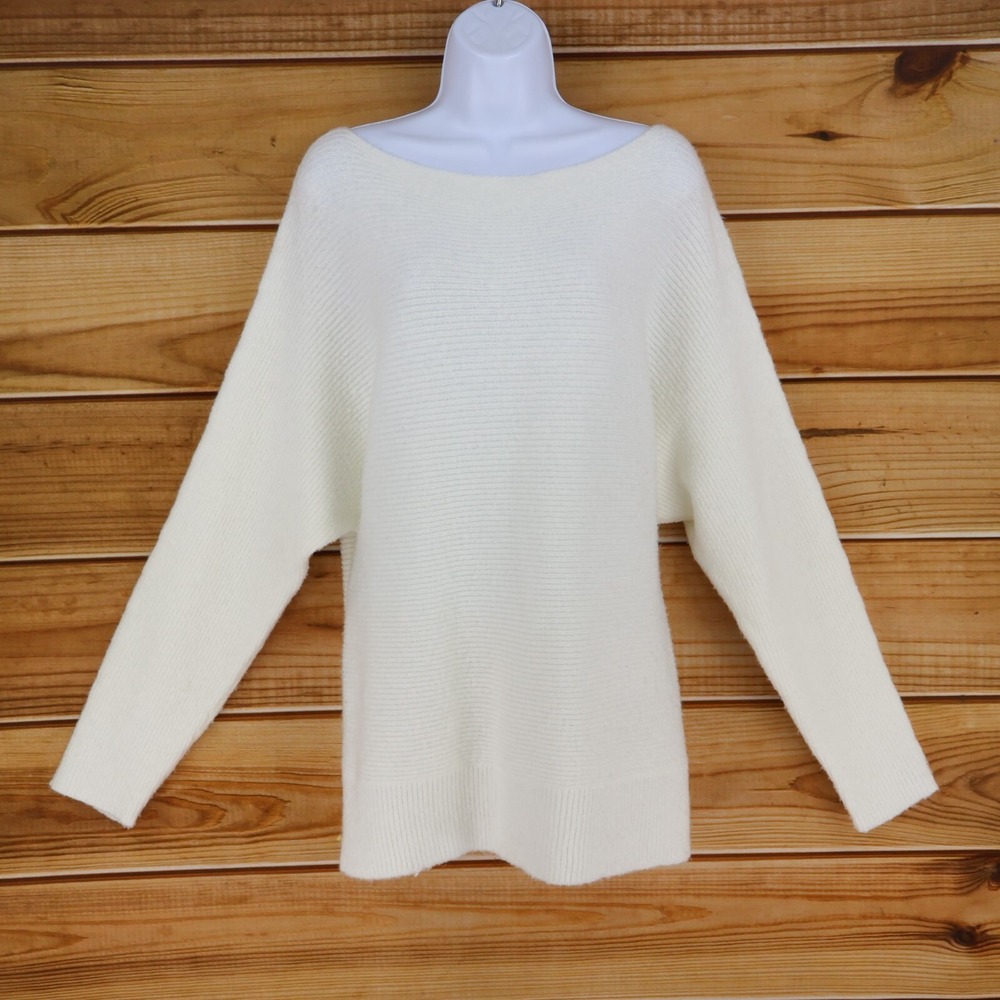 Treasure & Bond Sweater Womens Size 2X White Polyester Boat Neck Tight-Knit Soft